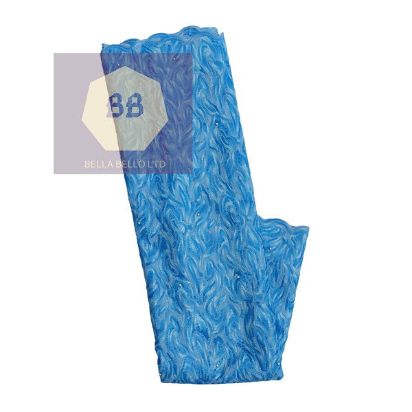 Glacier Blue Lace Fabric with Sequins
